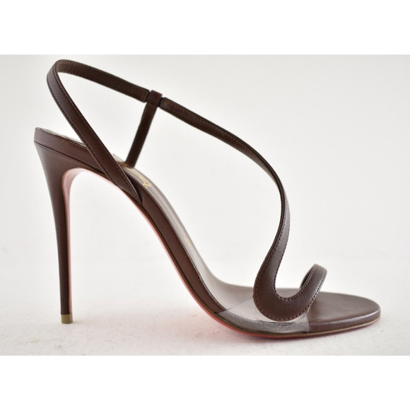 Christian Louboutin Rosalie 100 Nude 8 Brown Ankle Strap Sandal Heel Pump 38 - Picture 2 of 12